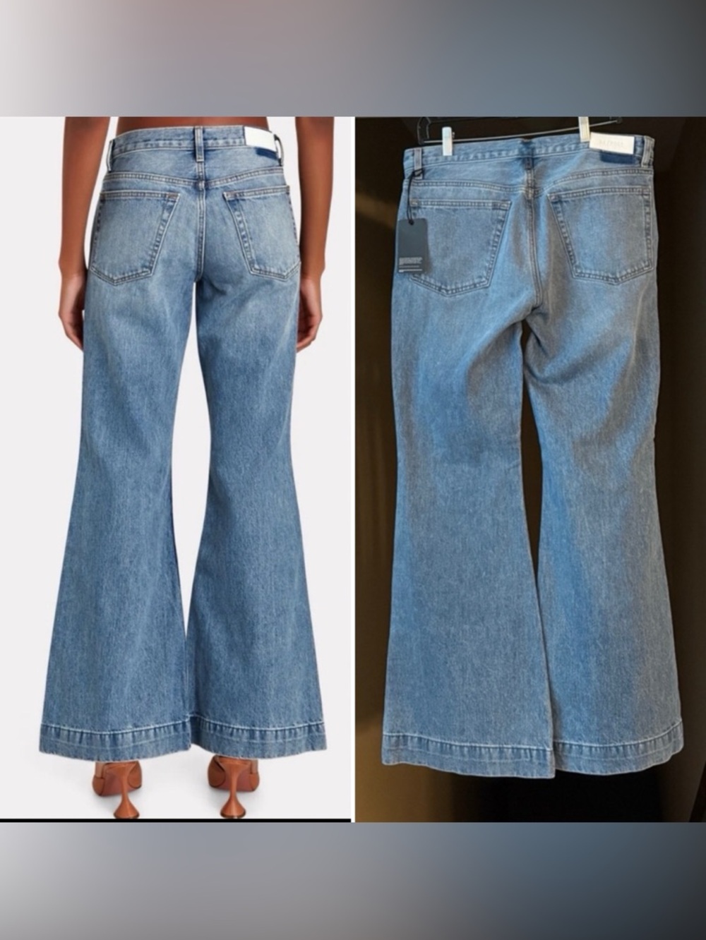 New Re/Done 70s Low Rise Bell Bottom Jeans in Lake Blue, Size 30. - Picture 2 of 14